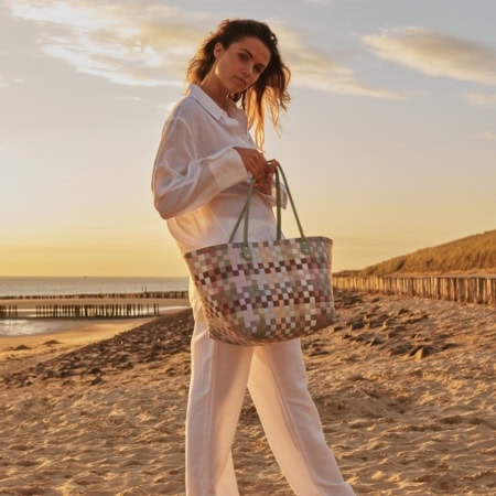 handed by flechtkorb paris shopper, lagoon blue