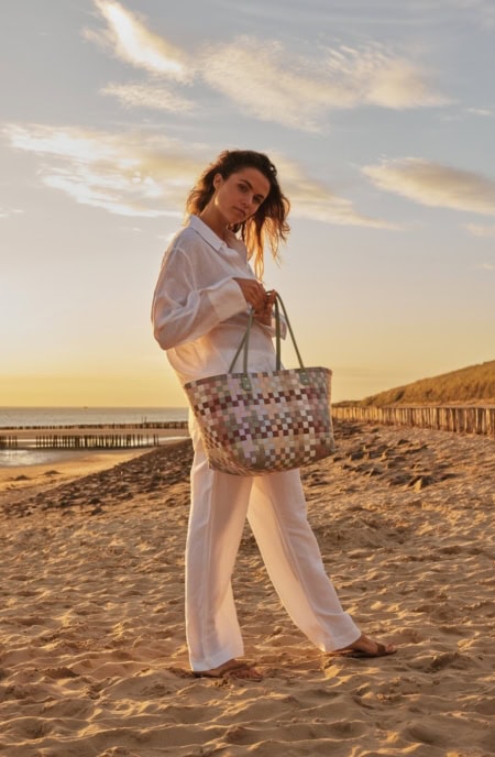 handed by flechtkorb paris shopper, lagoon blue