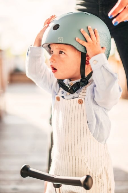 scoot and ride reflektierender babyhelm xxs – s, rose (kopie)