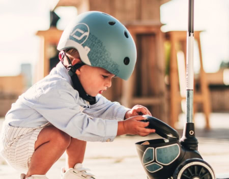 scoot and ride reflektierender babyhelm xxs – s, rose (kopie)