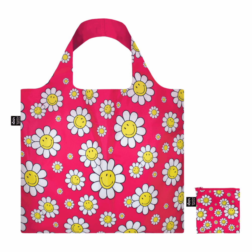 loqi faltbare einkaufstasche "smiley flowers", 3 farben