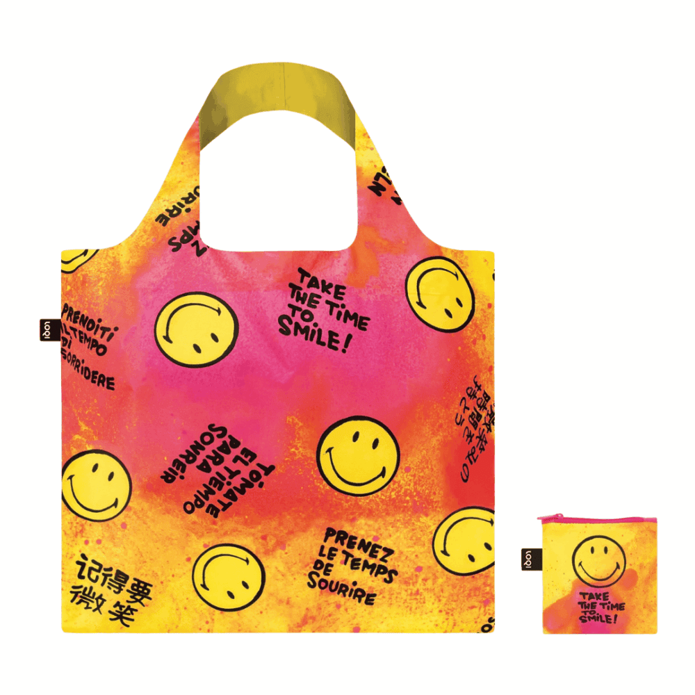 loqi faltbare einkaufstasche "smiley flowers", 3 farben