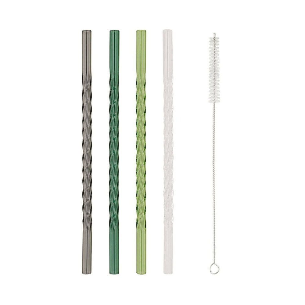 eulenschnitt glasstrohhalme "grün geknickt" 4er set, 20 cm