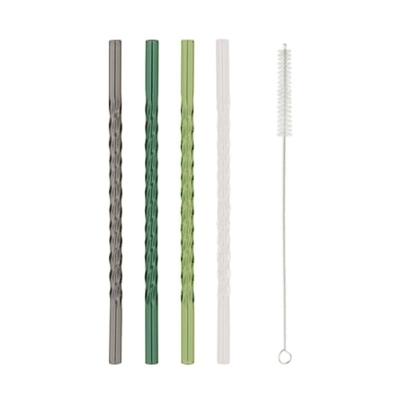 eulenschnitt glasstrohhalme "grün geknickt" 4er set, 20 cm