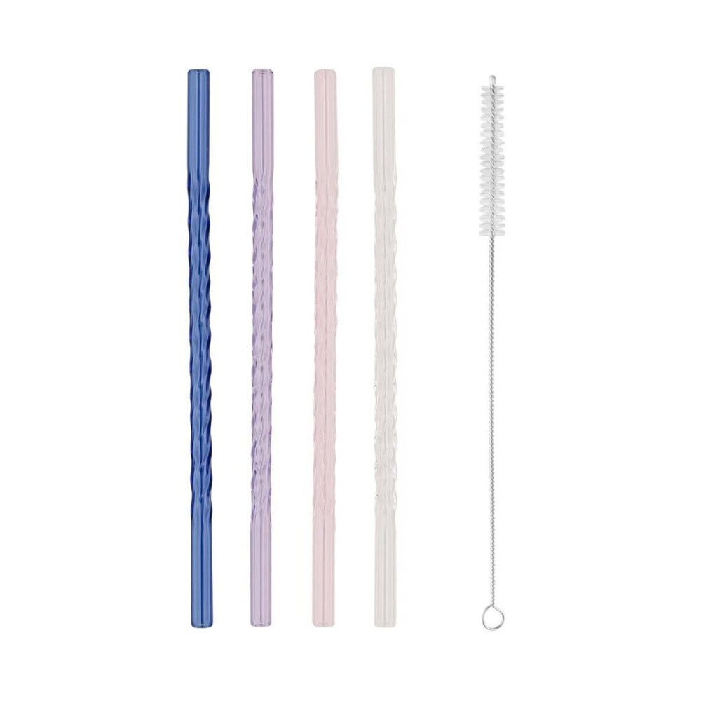 eulenschnitt glasstrohhalme "grün geknickt" 4er set, 20 cm