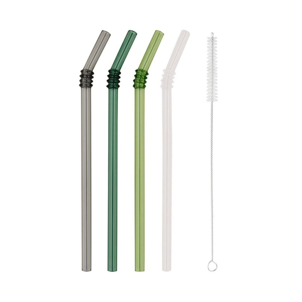 eulenschnitt glasstrohhalme "grün geknickt" 4er set, 20 cm
