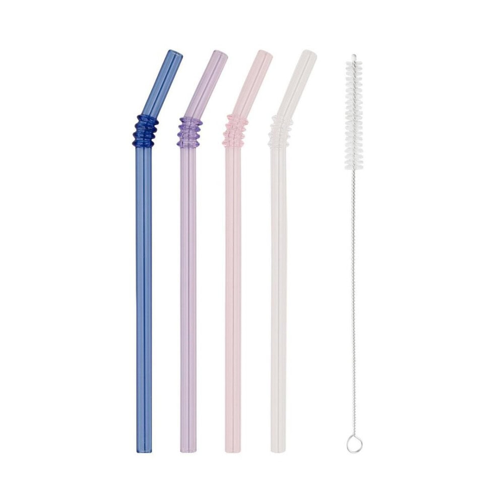 eulenschnitt glasstrohhalme "grün geknickt" 4er set, 20 cm