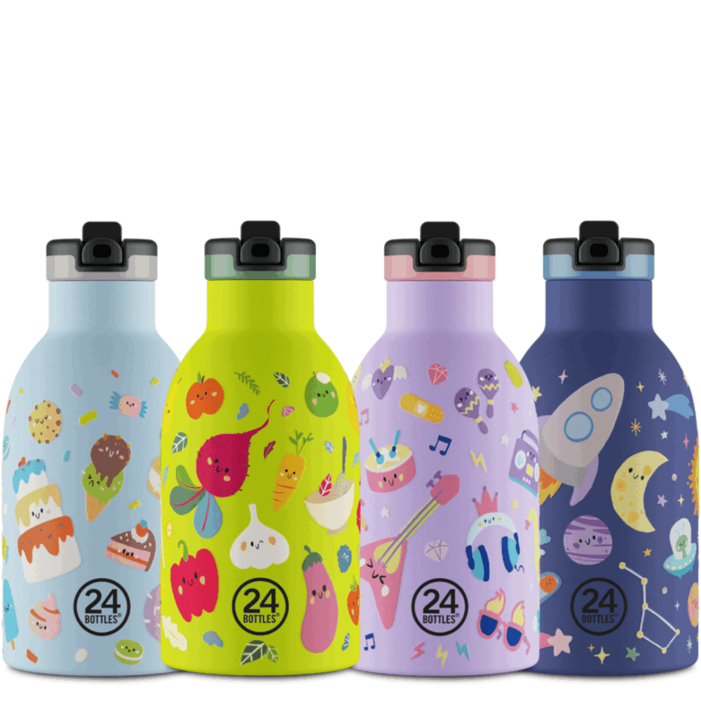 24bottles thermosflasche clima bottle kids 0,33l mit sportverschluss - diverse motive - veggie friends