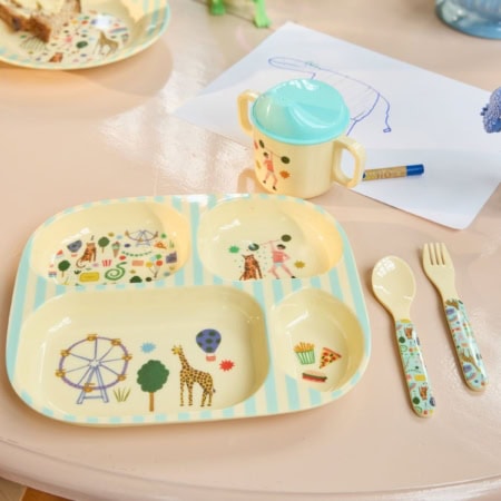 rice kinderbesteck "mint fun fair print"