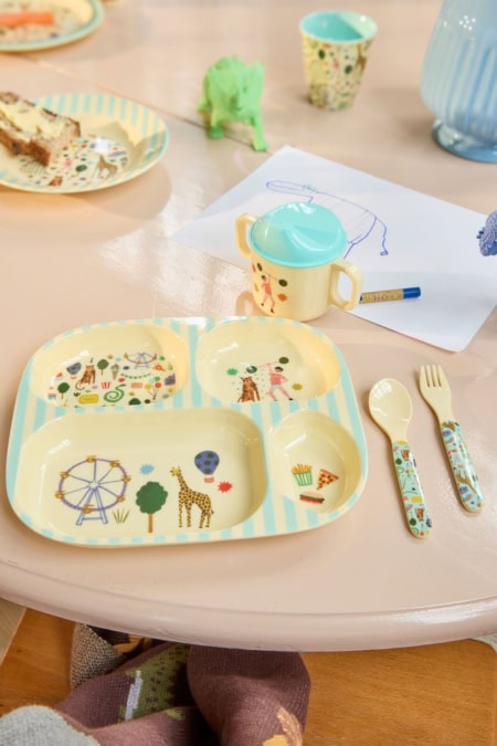 rice kinderbesteck "mint fun fair print"