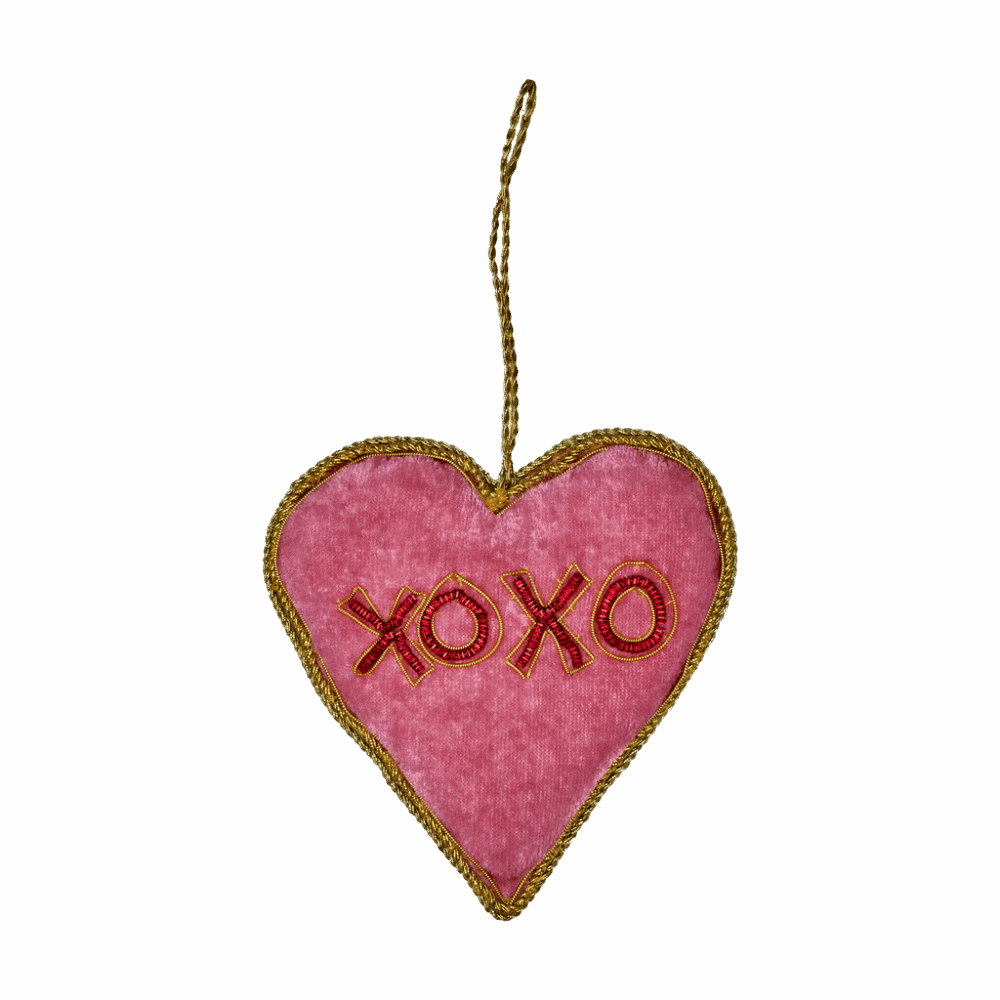 rice anhänger aus velours "herz" grün