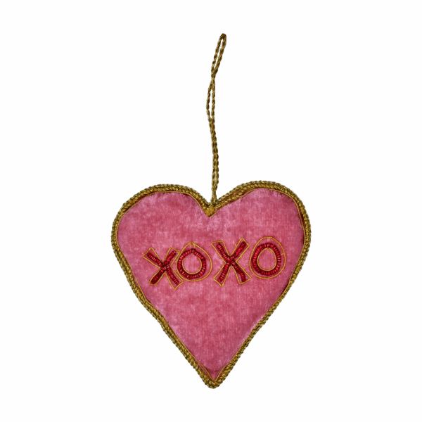 rice anhänger aus velours "herz" grün