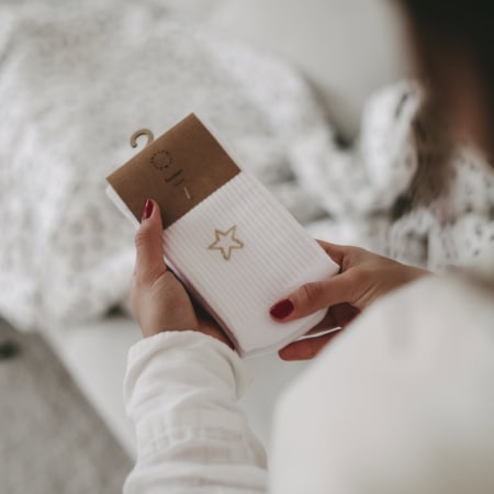 eulenschnitt socken "stern", zwei größen