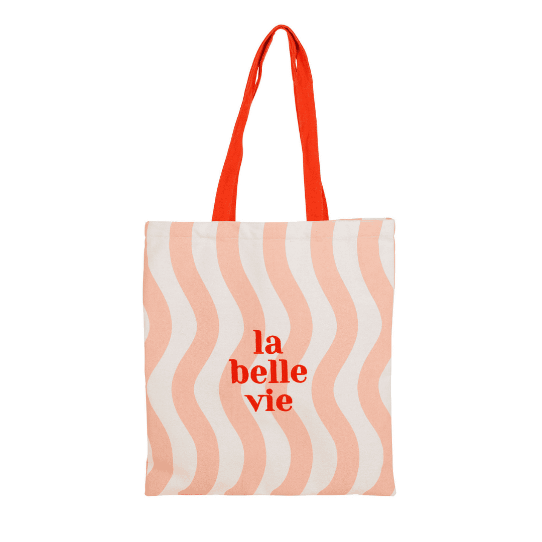 YLIADES Tote-Bag „Plouf & Sun“, Coral-Rot