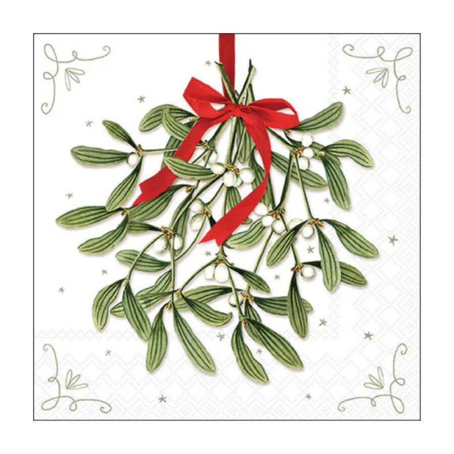 ambiente-serviette-25-mistletoe-with-bow-white