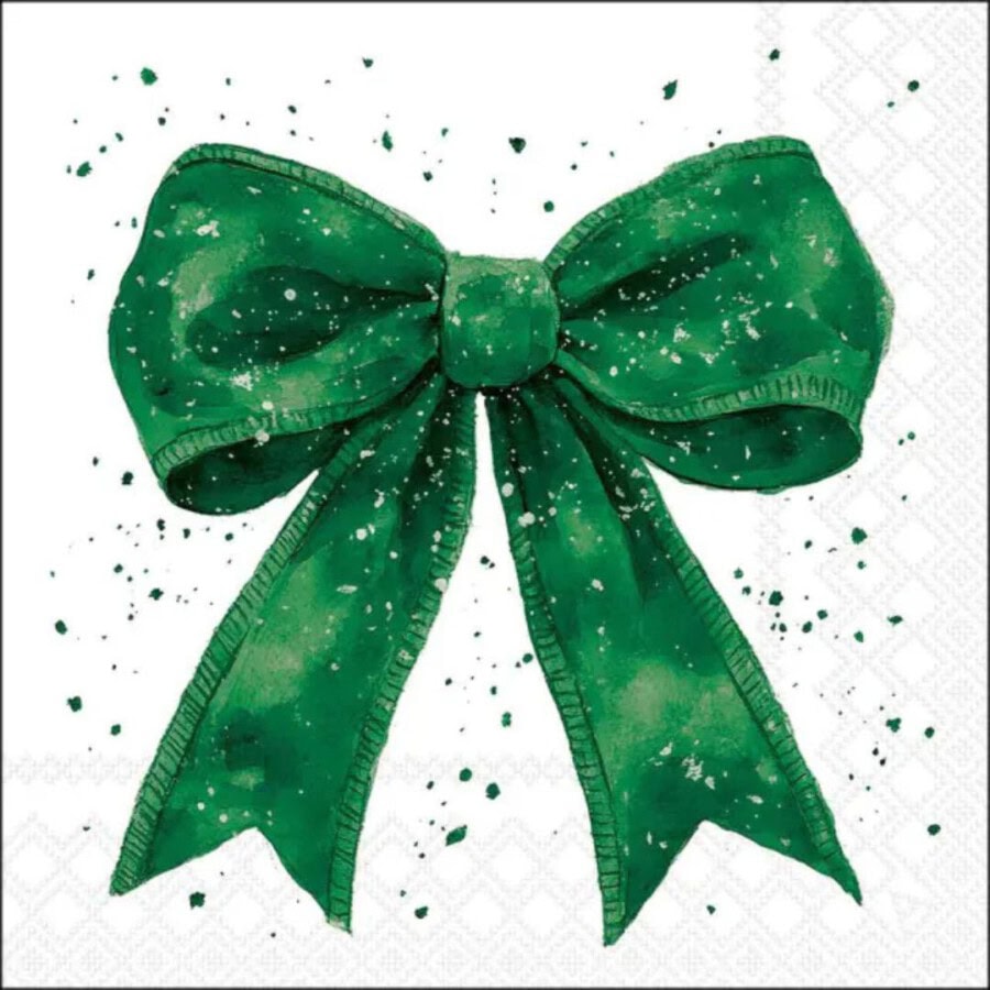 ambiente-serviette-33-fancy-bow-gruen-weiss