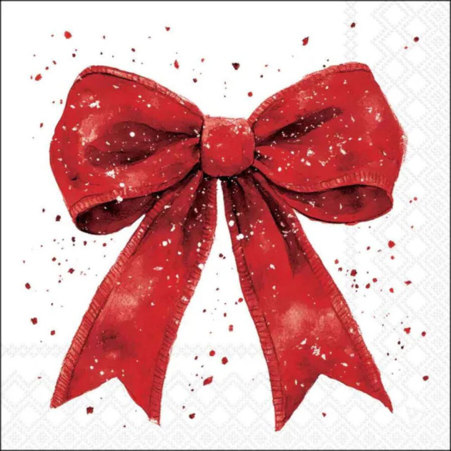 ambiente-serviette-33-fancy-bow-rot-weiss