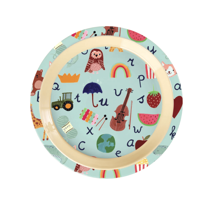 rice-kinderteller-abc-print-blau