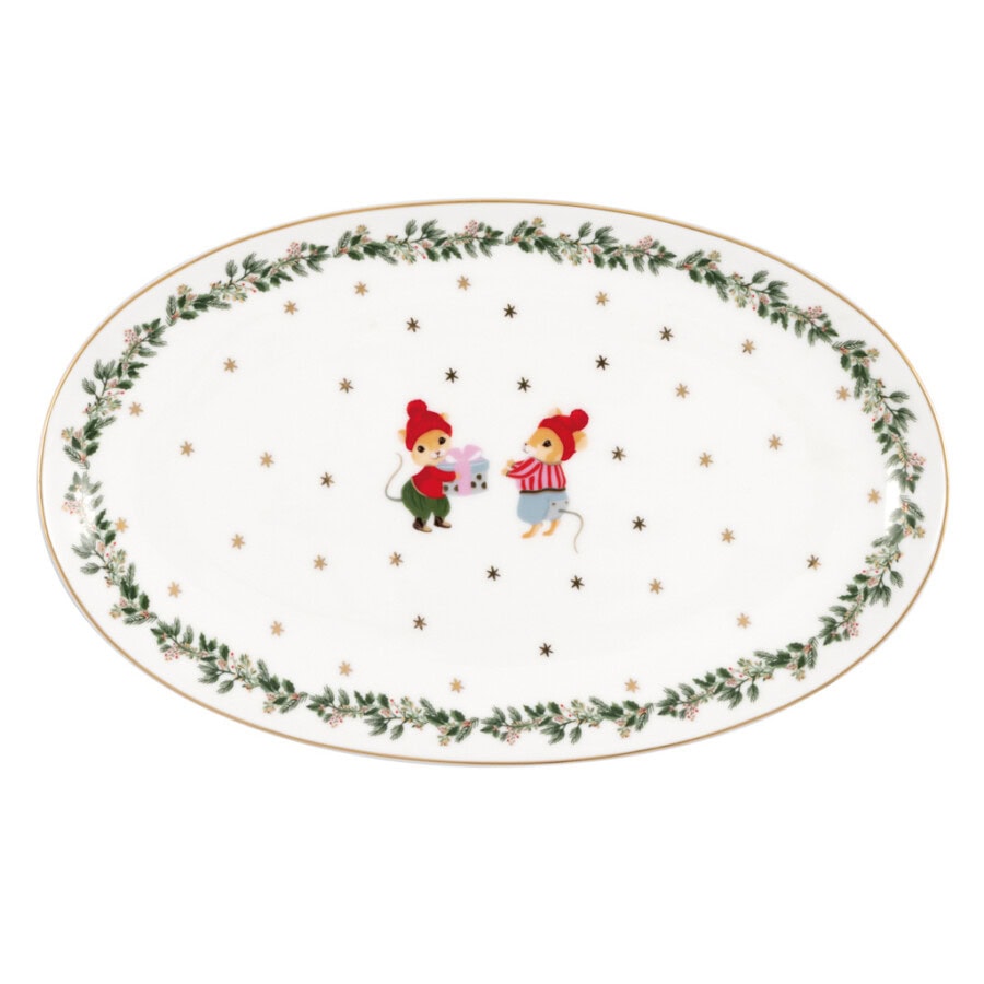 Greengate-Oval serving-plate-Joanni-white-small-X-Mas