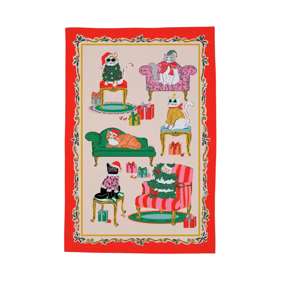 Ulster-Weavers-Christmas-Cool-Cats-Cotton-Tea-Towel